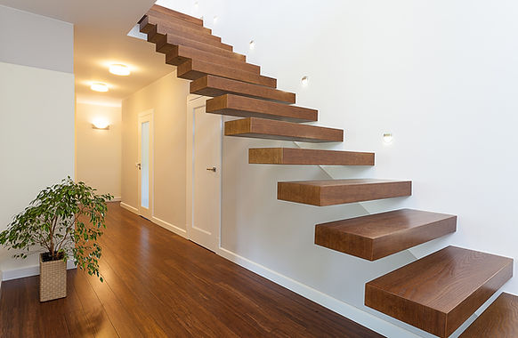 Floating wooden staircase with open risers – Mitch Oborn Carpentry bespoke stairs